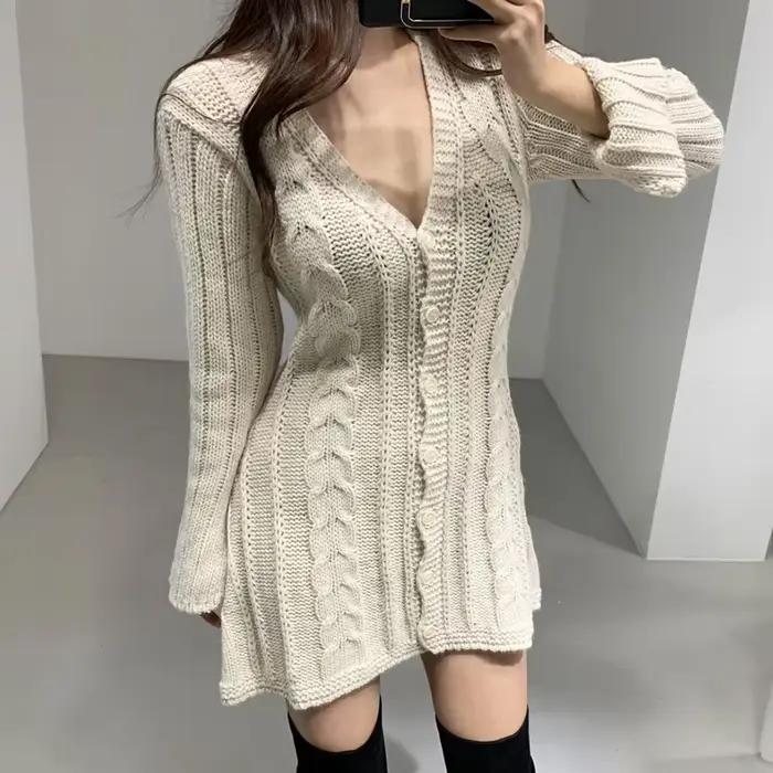 Robe pull pour femme, manches longues