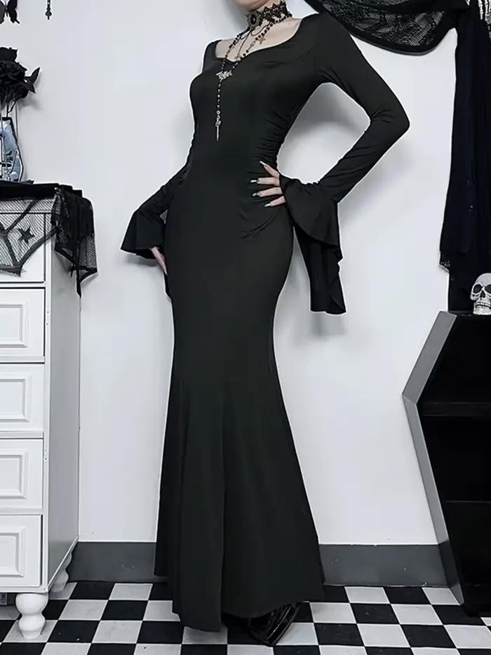 Robe gothique élégante pour femme sirène d'été slimmée inspirée de la famille adams pour halloween et autres occasions spéciales