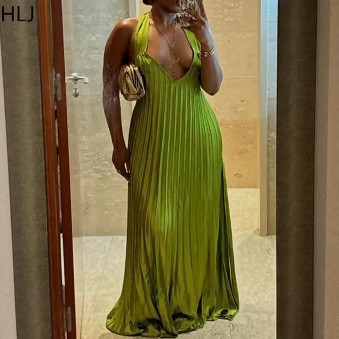 HLJ – robe longue plissée élégante pour femmes