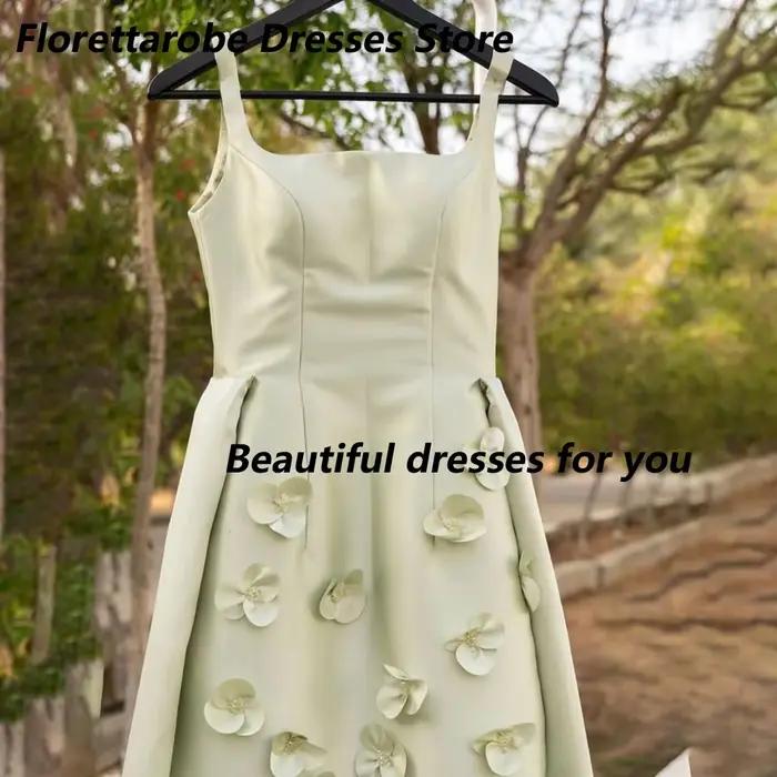 Robe de soirée vert sauge à fleurs 3D