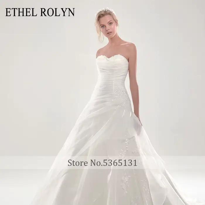ETHEL ROLYN robe de mariée trapèze Sexy élégante sans bretelles perles Appliques à lacets sans manches