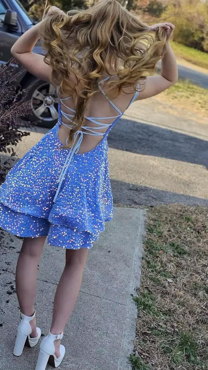 Robe de soirée courte à paillettes