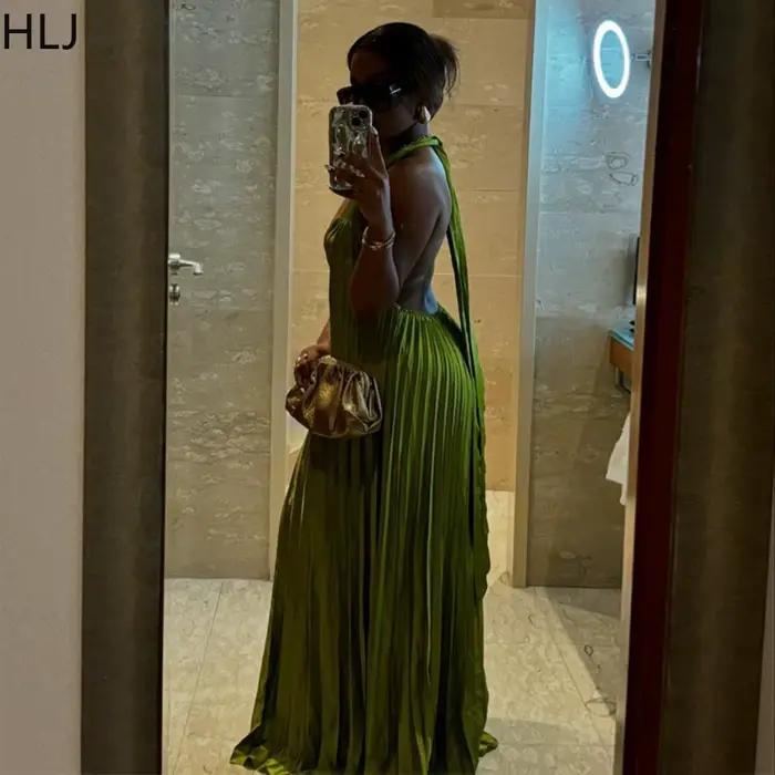 HLJ – robe longue plissée élégante pour femmes