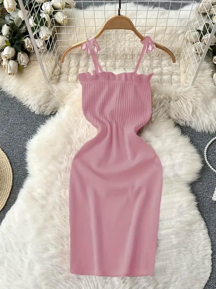 Robe côtelée à lacets, élégante