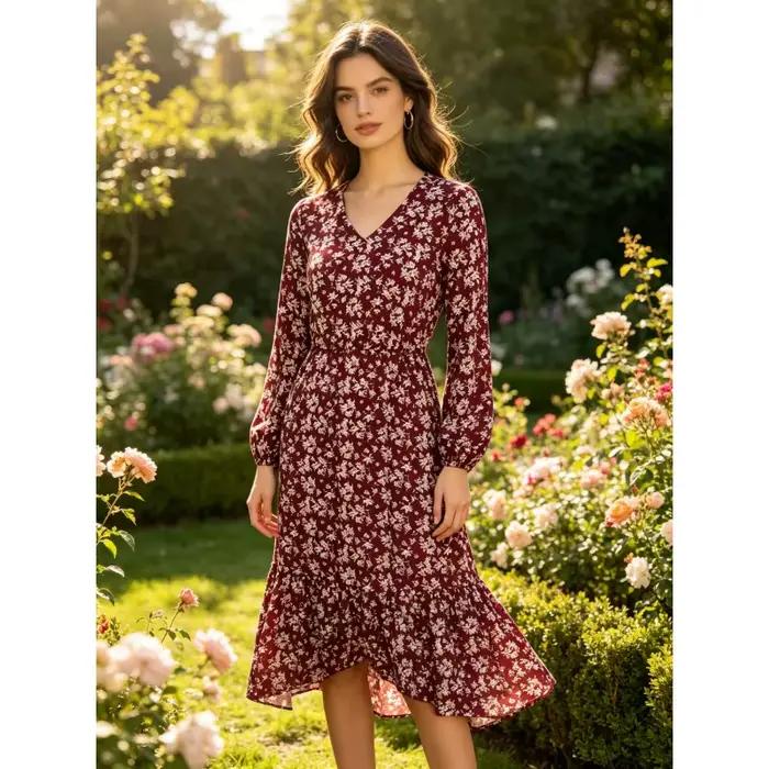 Robe midi florale pour femme