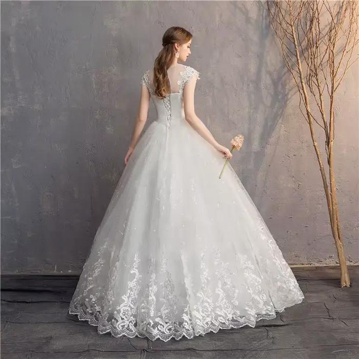 Ezkuntza-Robe de Mariée en Diamant à Col Rond