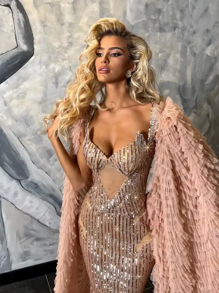 Robe longue élégante à paillettes pour femmes