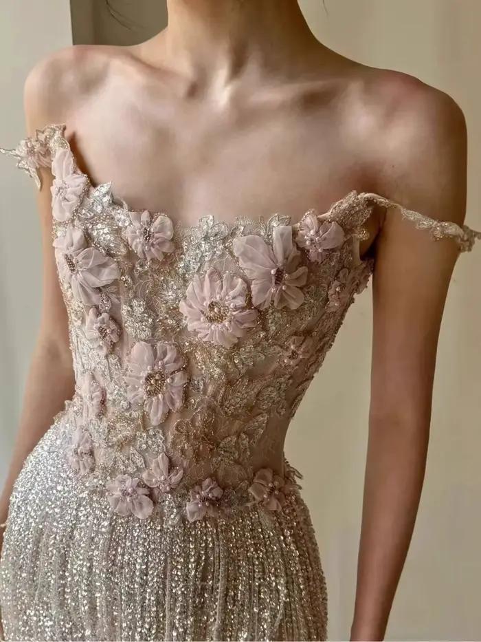 Robe à franges robe de soirée pour femme robe de princesse haut de gamme Banquet Socialite artisanat lourd fiançailles robe de soirée de luxe légère