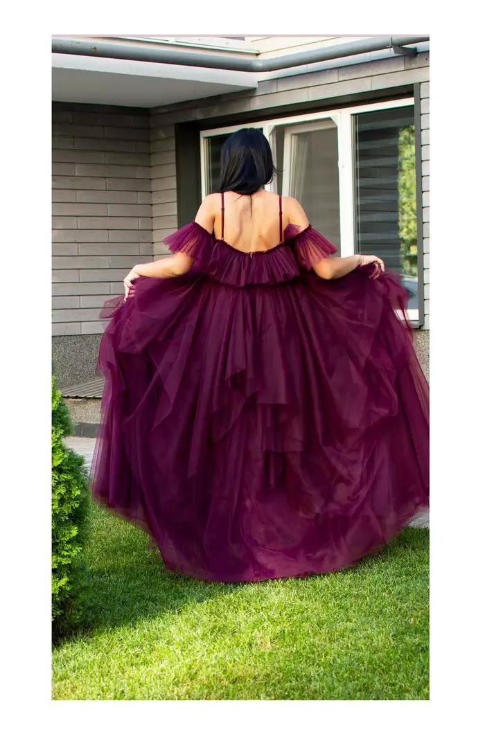 Robe de maternité en Tulle bordeaux