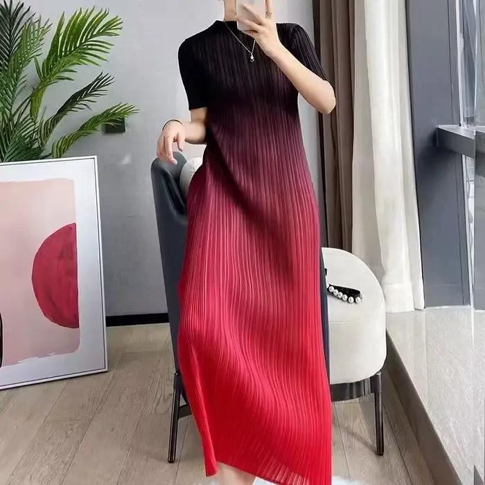 Robe longue plissée dégradée pour femmes, robes de soirée élégantes, couture, robe drapée, fond, fem