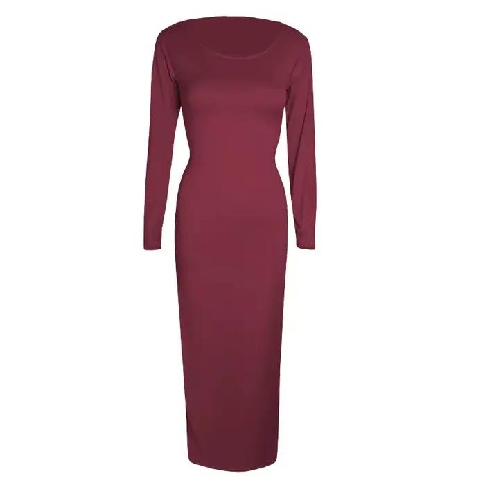 Robe noire longue à manches longues et col rond, Sexy, vêtements pour femmes, coupe confortable, rob