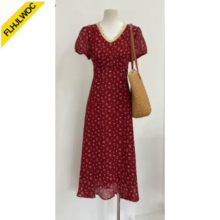 Robes de fête et de vacances tendance pour femmes, Nouvel An Rouge 2026, Robe longue maxi coupe trap