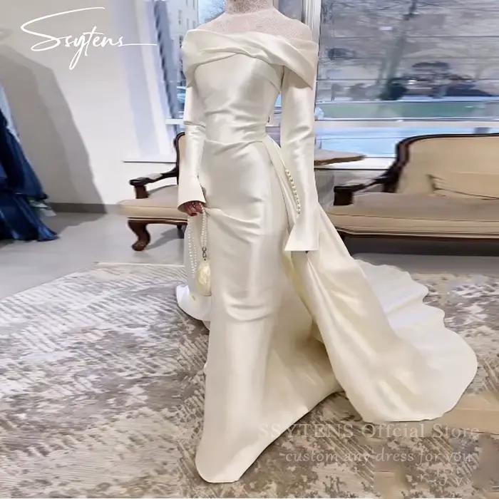 SSYTENS Robes de mariée musulmanes élégantes personnalisées, modestes, longues jusqu'au sol, à manch