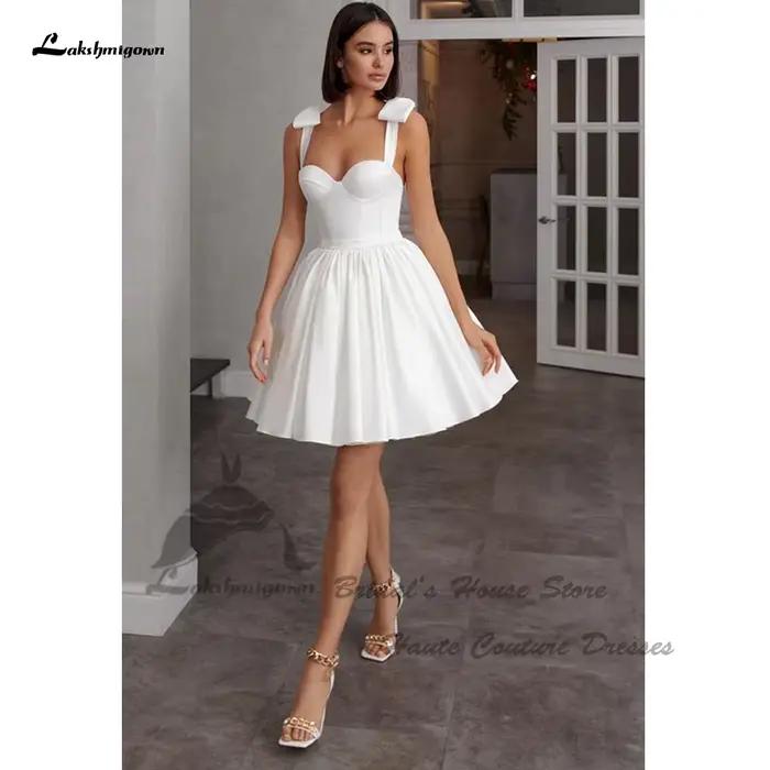 Robes de mariée de plage courtes en crêpe Simple, pour mariée, chérie, Vintage, réception, robes de
