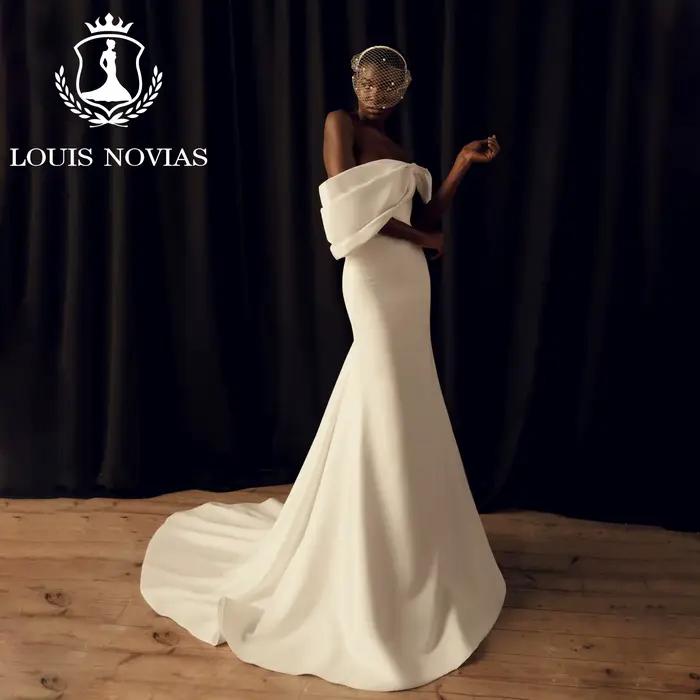 LOUIS NOVIAS sirène Satin robes De mariée pour les femmes élégante mariée hors De l'épaule arc batea