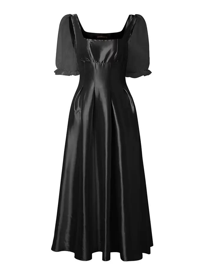 ZANZEA Robe d'été élégante pour femme à col carré et manches courtes bouffantes 2026 – Robe de soiré