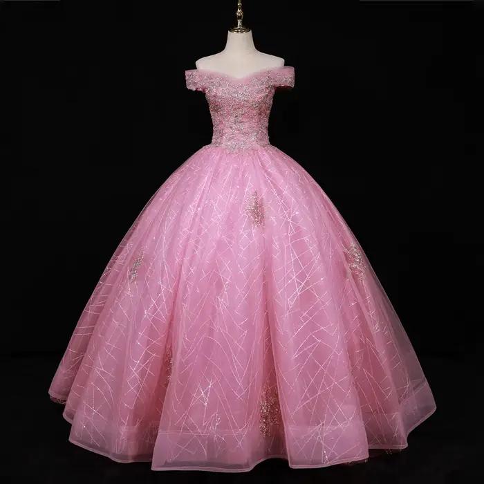 Robe de mariée à épaules dénudées, robe bouffante de palais, robe de bal de spectacle de mariée, rob