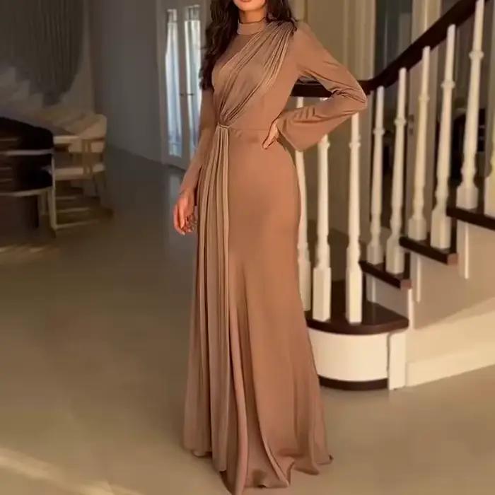 Robe longue musulmane Abaya pour femmes, robes de soirée, robe maxi, Jalabiya, plis, Abayas de Dubaï