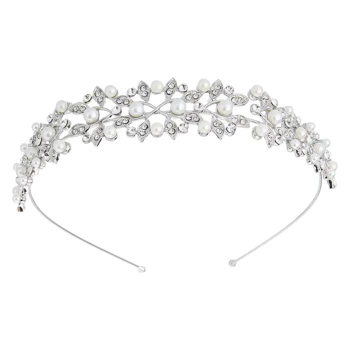 1 pièce Accessoire de cheveux de mariage élégant, serre-tête en perles argentées et strass, pour mar