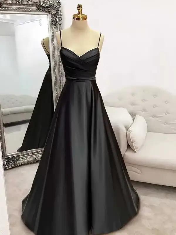Drak vert robe formelle col en V plissé robe de soirée pour mariage Spaghetti sangle Occasion spécia