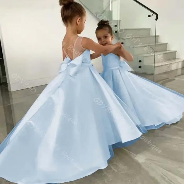 Robe de demoiselle d'honneur blanche pour mariage, col transparent, dos ouvert, robe de première Com