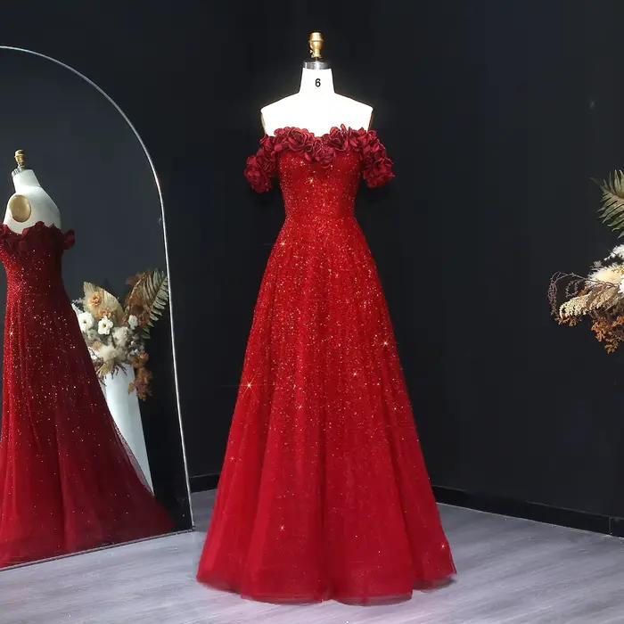 Robe de soirée Sharon Said à épaules dénudées, fleurs 3D, sequins, élégante, pour femmes, SS491, per