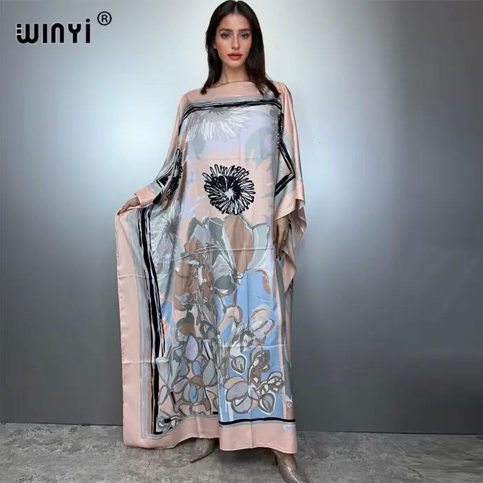 Robes imprimées pour femmes, Design à la mode, ample, chauve-souris, Maxi, longue, tenue de soirée é