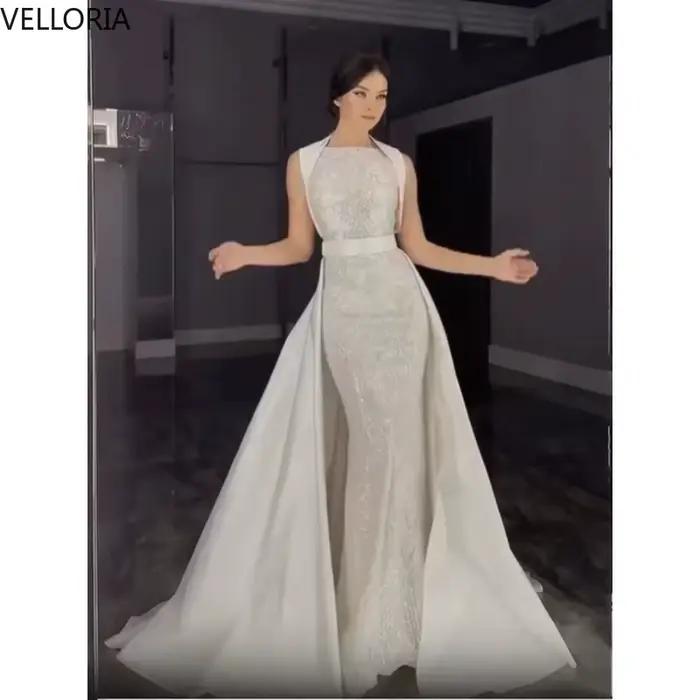 Robe De soirée argentée brillante, sans manches, style sirène, robe De soirée formelle, jupe détacha