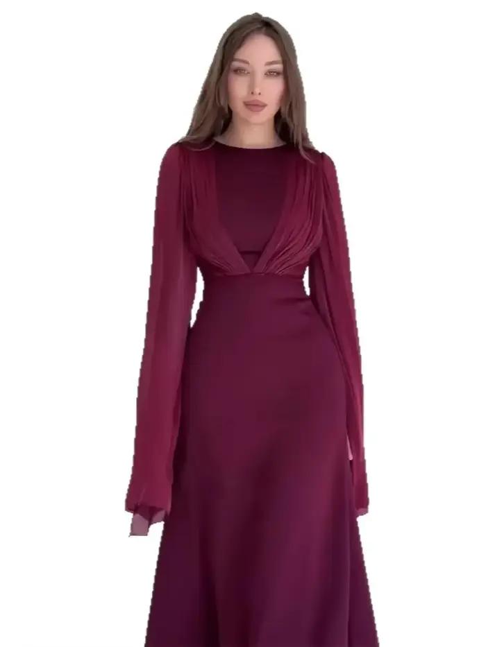 Dubaï femmes Robe de soirée Abaya solide maroc robes Largos à lacets musulman Jalabiya Ramadan robes