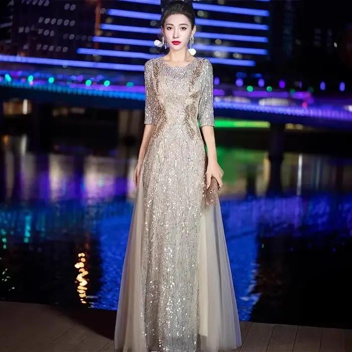 Robe de soirée haut de gamme pour banquet, style niche, luxe léger, pour hôtesse, accompagnante, con