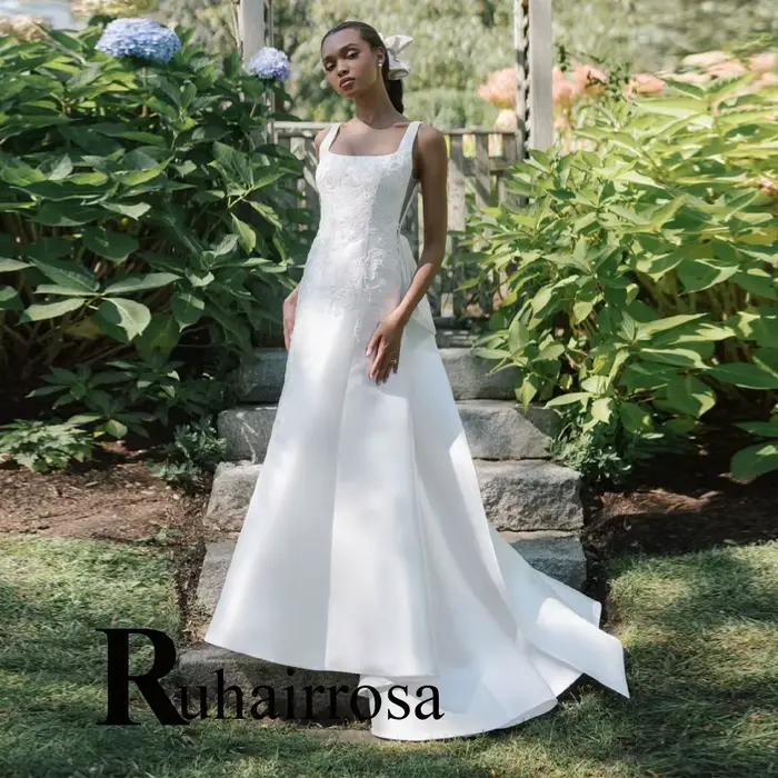 Ruhair robe De mariée tendance pour les femmes Appliques bretelles Spaghetti nœud dos nu a-ligne rob