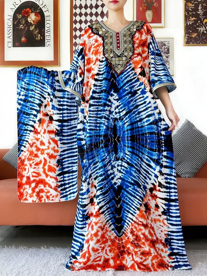 Haute qualité Design robe musulmane cravate-sec broderie cou coton femmes ample Abaya Boho robe Maxi