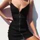 Robe moulante sexy à fermeture éclair pour femme, manches courtes, coupe ajustée, tenue de soirée él