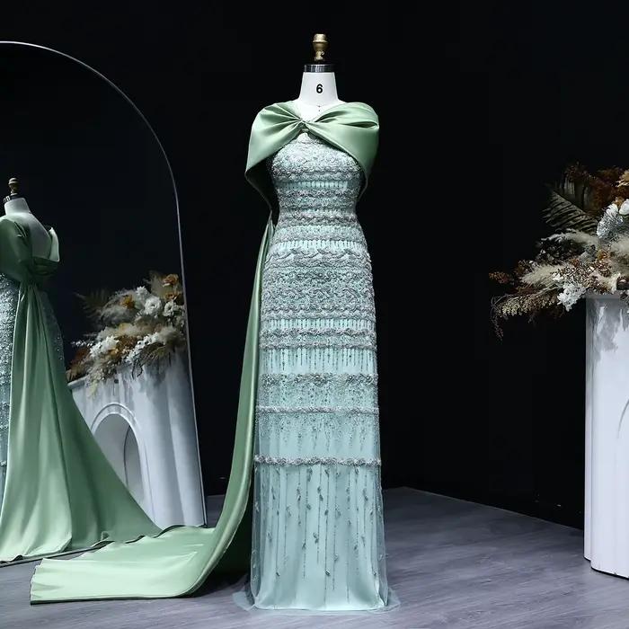 Sharon Said arabe sauge vert luxe dubaï robe de soirée avec Cape Champagne 2026 femmes robes de fête