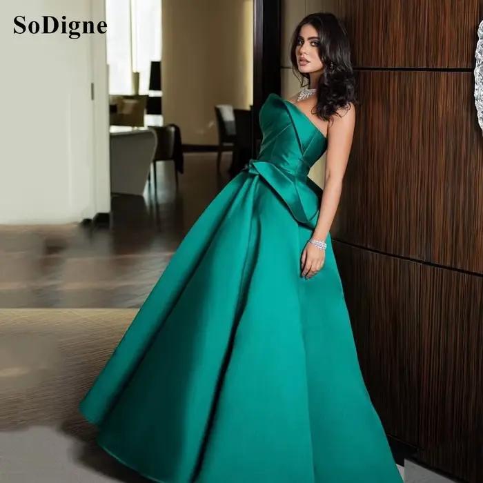 SoDigne – robes de soirée élégantes, plissées, sans bretelles, sans manches, dos nu, coupe trapèze,
