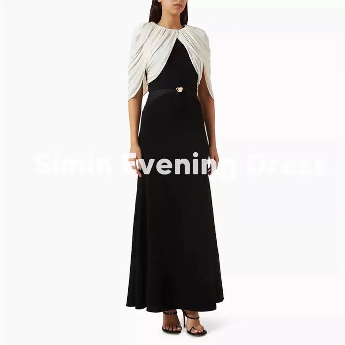 Robes de soirée Simin pour femmes, col rond, coupe trapèze, plissées, avec ceintures, drapées, manch