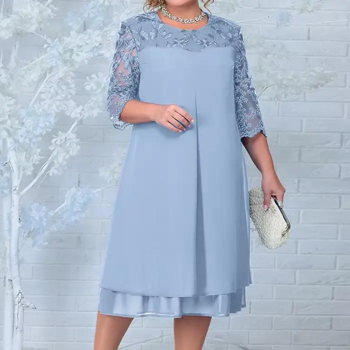 Robes d'été grande taille pour femmes, broderie florale, Patchwork, robe formelle, ample, fête de ma