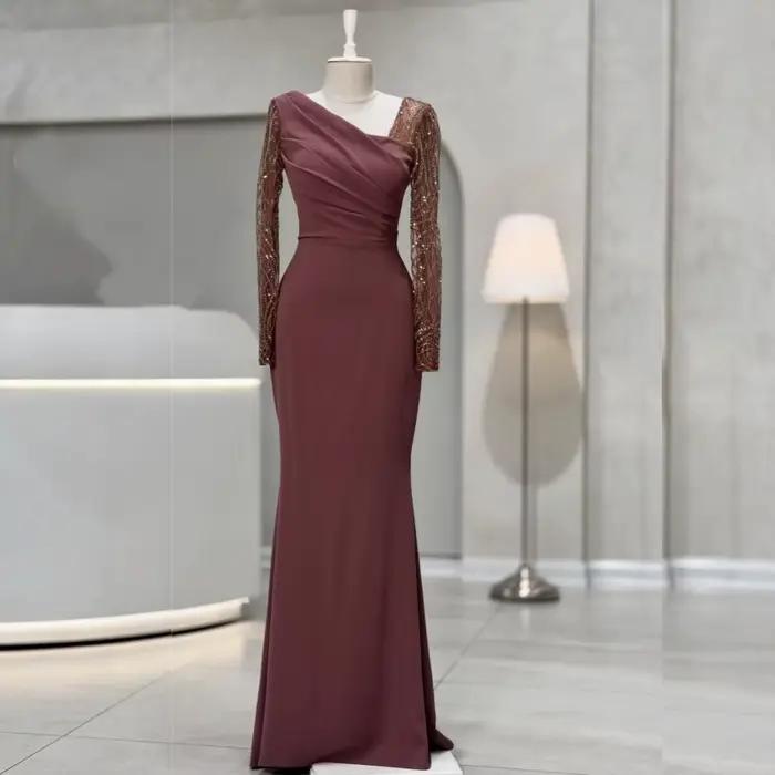 Robes de soirée pour femmes à manches longues, personnalisées et exquises, pour banquets, robes long