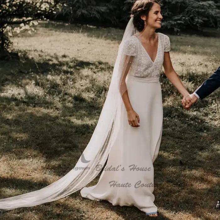 Robe de mariée élégante à dos nu pour femmes, robes de mariée personnalisées, fête des patients civi