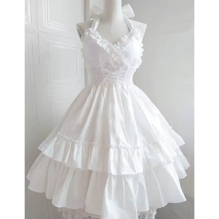 KOSAHISTOYLE-Robe Lolita Kawaii pour Femme et Fille, PoinTenue de Soirée, Couleur Unie, à Volants, C