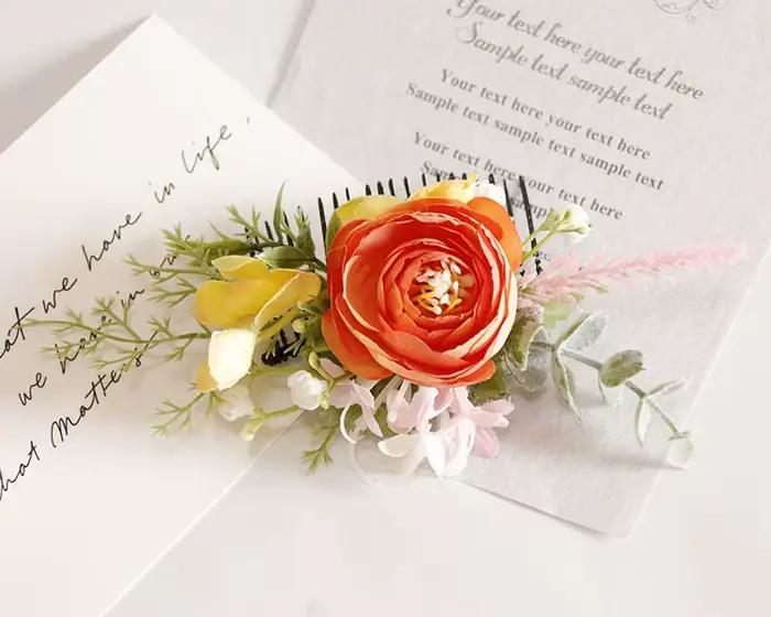 Peignes floraux artificiels pour coiffure de mariée, accessoires pour cheveux, vêtements de sauna po