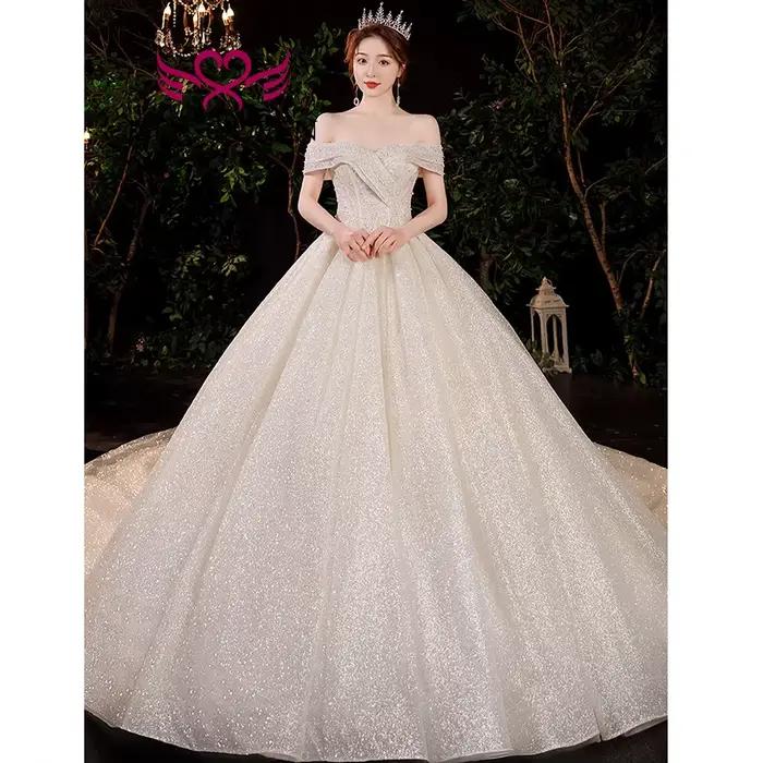 Personnalisé 2025 nouvelles robes de mariée Style européen Champagne et ivoire hors épaule ciel étoi