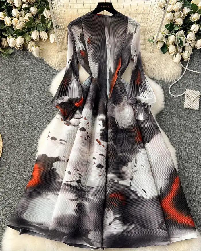 ANLAN-Robe Maxi Plissée à Manches sulfpour Femme, Vêtement de Soirée de Luxe, Nouvelle Collection Ét