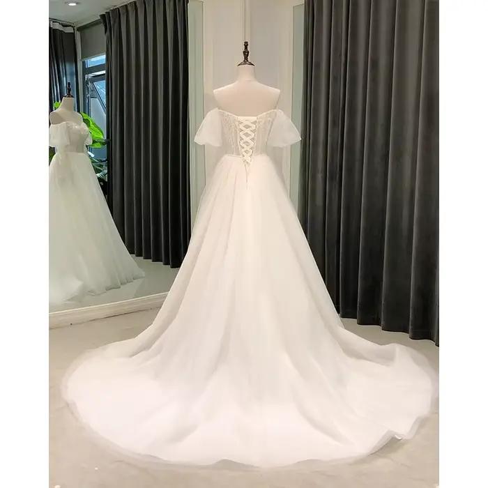 SL-8174 personnalisé simple robe de mariée pour mariage civil plage boho robes de mariée pour femme