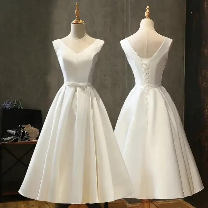 Robes formelles Robe Vintage robes de mariée courtes pour femmes mariée Robe de luxe Simple Robe de