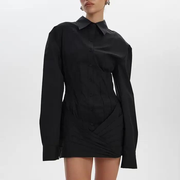 2025 hiver blanc moulante Mini robe à manches longues ceinturée taille courte balançoire robe droite