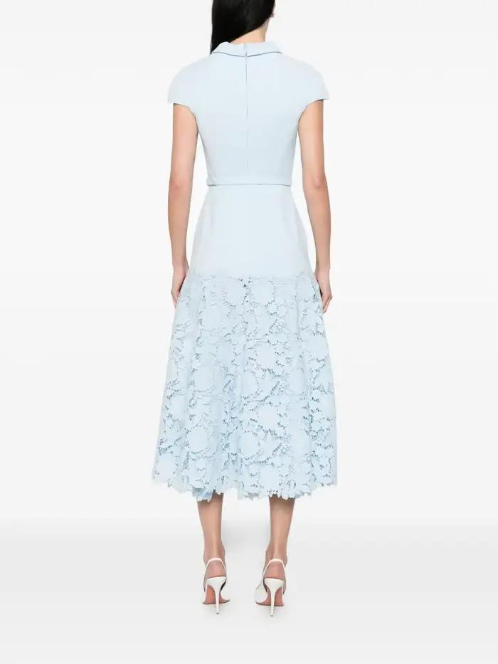 Robes de soirée élégantes bleu pâle pour femmes, col haut, manches courtes, coupe trapèze, découpes,