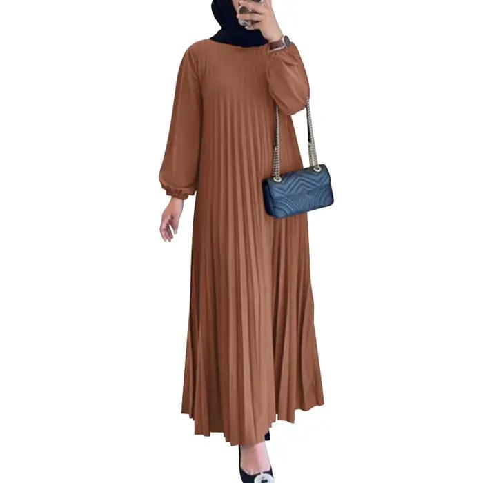 ZANZEA-Robe d'été plissée à manches longues pour femmes, Abaya de Dubaï, Robe d'été vintage, Robe mu