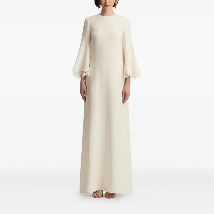 Robes de soirée simples col rond manches 3/4 robes de soirée sirène élégante occasion formelle longu