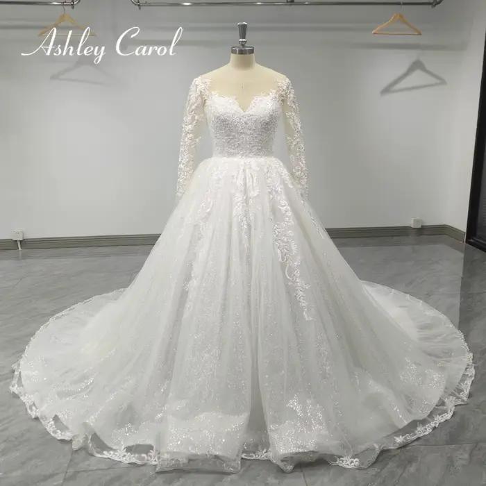 Ashley Carol-Robe de Mariée Sexy à Manches sulf, Tenue Éducative, Charmante, Perles, Clip, Photos Ré